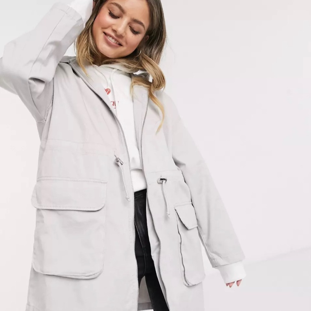 NWT ASOS Petite Lightweight parka in Washed Grey